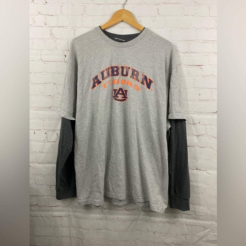 Auburn Tigers Colosseum Mens XL Gray Layered Look Long Sleeve Heavyweight TShirt